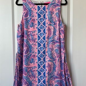 Pink and Blue Paisley Sleeveless Dress